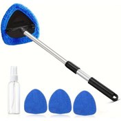 Resim Globalbloom Blue 5li Cam Silme Seti 4 Yıkanabilir Mikrofiber Ped Ve Uzatmalı Sap Araç Camı Sileceği 