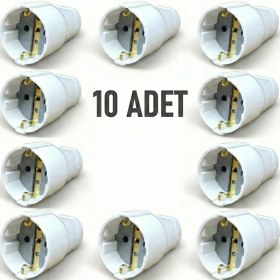 Resim İNWATT Dişi Fiş 10 Adet Topraklı Yüksek Dayanımlı Beyaz 