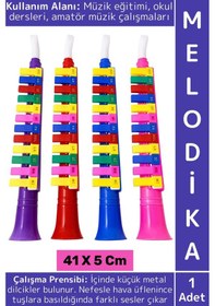 Resim Eğitici Çocuk Müzik Nota Öğrenimi Eğlenceli Üflemeli Tuşlu Çalgı Renkli Plastik Melodika 41 X 5 Cm 