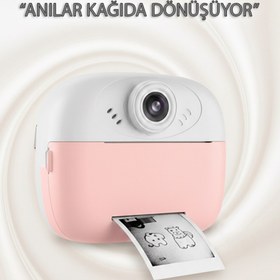 Resim Tekvora Pembe Çocuk Fotoğraf Makinesi | Anında Baskı | Termal Yazıcı | Video Kayıtlı | Şarjlı 
