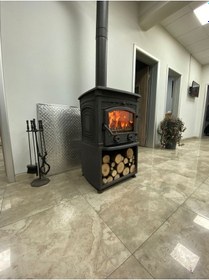 Resim Sirius Star Tek Camlı Odunluklu Şömine Döküm Soba 