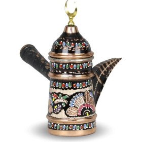 Resim PremiumPort Gül Çiçek Mırra Bakır Cezve 300 Ml, Şık ve Kullanışlı Kahve Kabı 