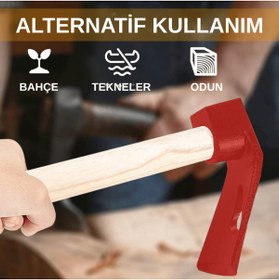 Resim BEYLİNİ 400 GR Çelik Keser Ekonomik Dayanıklı Odun Bahçe Ot Çift Yönlü Ahşap Ergonomik Saplı Profesyonel 