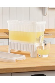 Resim fantastik store Beyaz Buzdolabı İçi Musluklu Ayaklı Su -Limonata - İçecek Sebili Piknik Bidonu 4 LT - Lisinya 