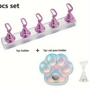 Resim 2'li Set Tırnak Sanatı Uygulama Tutucu DIY Sahte Tırnak Uygulama Tabanı Basınçlı Sahte Tırnak Ekran Tutucu Kedi Pençesi Manuel Tırnak Araçları Tırnak Yapıştırıcı Kil Destek Metal Manyetik Ekran Rafı Uygulama Akrilik Tırnak Ekran Tutucu 
