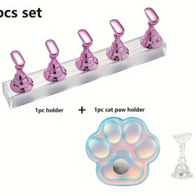 Resim 2'li Set Tırnak Sanatı Uygulama Tutucu DIY Sahte Tırnak Uygulama Tabanı Basınçlı Sahte Tırnak Ekran Tutucu Kedi Pençesi Manuel Tırnak Araçları Tırnak Yapıştırıcı Kil Destek Metal Manyetik Ekran Rafı Uygulama Akrilik Tırnak Ekran Tutucu 