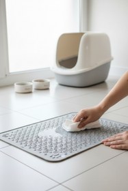 Resim yusa stores Kedi Köpek Mama ve Kum Matı Yıkanabilir Tuvalet Önü Paspası Büyük Boy 52x42 cm 