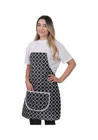 Resim Trendy Membranlı 3lü Set Sıvı Geçirmez Su Geçirmez Mutfak Önlüğü Çeyiz Seti 1 Eldiven 1 Tutacak Siyah Halkalı 