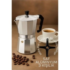 Resim shopwave Klasik Italyan Moka Pot - 6061 Saf Alüminyum Profesyonel Moka Pot - 3 kişilik 