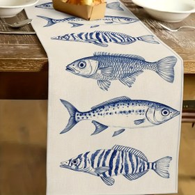 Resim 1 Adet Okyanus Temalı Masa Örtüsü - Canlı Renklerde Deniz Balığı Desenli, Dayanıklı Polyester Kumaş, Plaj Partileri, Tatiller ve Ev Dekoru için Dikdörtgen Mutfak & Yemek Masası Süsü, Okyanus Tema Dekorasyonu 