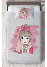 Resim Mekta Home Bebek Ve Çocuk Odası Kurdeleli Kız Desenli Yatak Örtüsü Renkli 