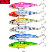 Resim 6 adet / grup VIB Balıkçılık Yemleri, 25g 18g 15g 12g 10g 7g Yapay Bıçak Metal Batan Spinner Krank Yemi, Titreşim Yemi Swimbait, Bass Pike Levrek Mücadelesi için Pesca 