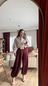 Resim Her bedene uyum sağlayan bordo Şalvar pantolon - Standart 