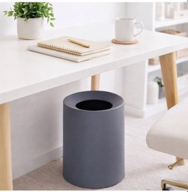 Resim 12 Litre Gizli Poşetli Çöp Kovası Minimalist Ofis & Home Office Masa Altı Çöp Kutusu, Modern Tasarım Gri 