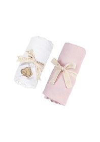 Resim Tinylamb Lastikli Bebek Çarşafı 60x120 CM - 2 Adet Organik Beyaz - Pembe Renk 