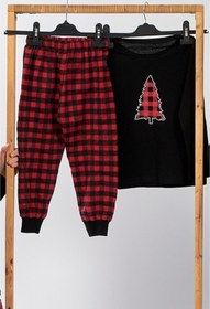 Resim Moda Clubu Unisex Çocuk Pijama Takımı Kırmızı Ekose Desen 