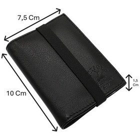 Resim Westpolo Hakiki Deri Bol Şeffaf Kart Bölmeli Lastikli Unisex Kartlık - Siyah Siyah 