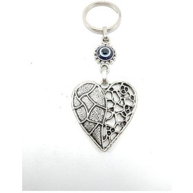 Resim Nazar Boncuğu Anahtarlık Metal Kalp Figürü Hediyelik Aksesuar 
