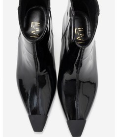 Resim Luvi Shoes Rassel Siyah Rugan Mat Burunlu Kadın İnce Topuklu Bot Siyah 