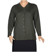 Resim Cimariva Kadın Ülkü Büyük Beden Fırfırlı V Yaka Haki Bluz Haki 