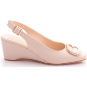 Resim Dgn 24338 Kadin Arkadan Bağlamali Dolgu Topuklu Ayakkabi Ekru 