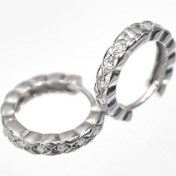 Resim Papatya Silver 925 Ayar Gümüş Rodyum Kaplama Zirkon Taşlı Baklava Desenli Halka Küpe 