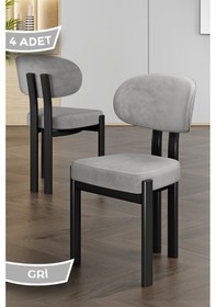 Resim Canisa Dore Serisi 4 Adet Gri Babyface Kumaş Siyah Metal İskeletli Mutfak Sandalyesi Gri Sandalye Ayaklar Siyah 