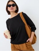 Resim Sulu Şık Ofis Büyük Beden Bluz 287659604 Siyah 