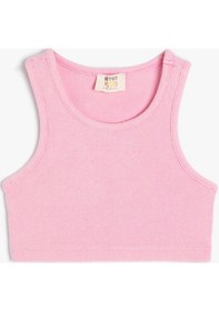 Resim Koton Crop Atlet Kolsuz Yuvarlak Yaka Ribanalı Pamuklu Pembe 4skg30080ak Pembe 