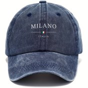 Resim Vintage Yıkanmış Beyzbol Kapağı, Modaya Uygun Milano Baskısı, Ayarlanabilir Baba Şapkası, Karışık Renk, Dokuma - Elde Yıkanabilir, Beyzbol Kapağı, Ördek Çengeli Şapka, Avrupa ve Amerika Stili 