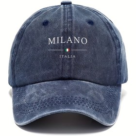 Resim Vintage Yıkanmış Beyzbol Kapağı, Modaya Uygun Milano Baskısı, Ayarlanabilir Baba Şapkası, Karışık Renk, Dokuma - Elde Yıkanabilir, Beyzbol Kapağı, Ördek Çengeli Şapka, Avrupa ve Amerika Stili 