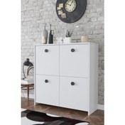 Resim KZY 4 Kapaklı 4 Raflı Modern Dekoratif Dolap- Beyaz 