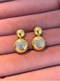Resim emy by emel luxury silver jewelry Iki Ton Kalp Küpe Altın Kaplama 925 Ayar Gümüş 
