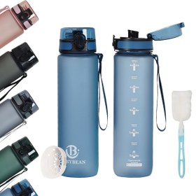 Resim 1 adet 1000ml BYBEEAN Gradyan Renkli Yalıtımlı Su Şişesi - BPA İçermez, Sızdırmaz, Zaman İşaretleyici, Çay Demleyici & Temizleme Fırçası ile, Spor Salonu, Yürüyüş, Kamp & Açık Hava Etkinlikleri için İdeal 