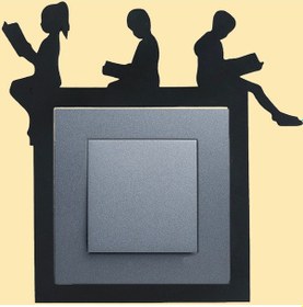 Resim Çocuk Odası Ahşap Priz Çerçevesi Dekorasyon Kitap Okuyan Çocuk Figürlü 