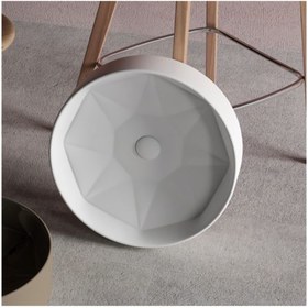 Resim LUCCO Diamante 42 Cm Tezgah Üstü Yuvarlak Lavabo Beyaz 