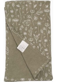 Resim Boumini Çok Amaçlı Pamuklu Bebek Örtüsü 100 x 100 CM Bahar Çiçekli Haki 