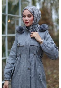 Resim Tünel Detaylı Kaşe Kaban Gri 1226 Gri 