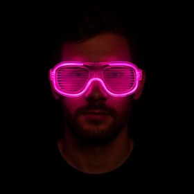 Resim Pembe LED Işıklı Parti Gözlüğü - Neon Glow Şerit Gözlük 3 Modlu - Lisinya 