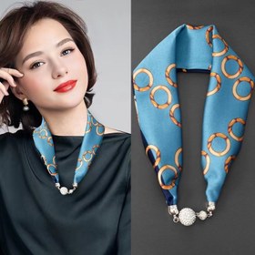 Resim 1 Adet Şık Kadın Eşarp - Siyah Beyaz Geometrik Desenli Mavi Çizgili, Uzun Boyunlu ve Saç Bandı Kombinasyonu, Hafif Nefes Alabilen Kumaş, Günlük/Gerçek Kıyafetler İçin, Anneler Günü Sevgililer Günü Hediyesi, Saç Aksesuarı, Zarif Desen, Dekoratif Boncuklar, Yumuşak Dokulu, Çok Amaçlı Aksesuar, Stil Sahibi Bayanlar İçin 