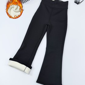 Resim 2026 Sonbahar/Kış Polar Astarlı Kalınlaştırılmış İspanyol Paça Pantolon Gençler ve Çocuklar için, Naylon Polar Özel Kalın Kore Tarzı Slim Fit Klasik Moda Kız Çocuk Taytları, Kışlık Sıcaklık, İspanyol Paça Taytlar, Uzun Pantolon, Düz Renk, Kemersiz, Desensiz, tayt kız çocuk, kız çocuk tayt modelleri 