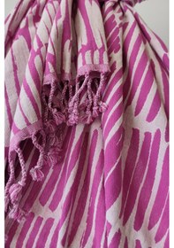 Resim %100 Pamuk Çift Kat Müslin Peştemal - Jakarlı Plaj Havlusu- 90x170 Cm Fusya Fuşya 