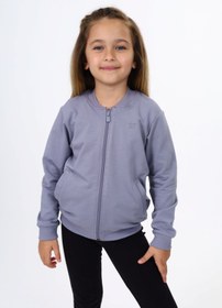 Resim Toontoy Kız Çocuk Kolej Yaka Fermuarlı Cepli Yarım Düşük Omuz Nakış Baskılı Örme Hırka - 2 İplik 