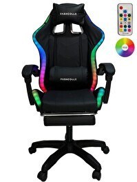 Resim Fashcolle Black Star Işıklı Masaj Özellikli Oyuncu Koltuğu Siyah 