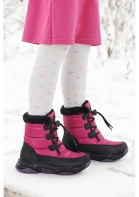 Resim Kiko Kids Alison Bağcıklı Kız Çocuk Kar Botu Siyah - Lila Siyah - Lila 