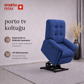 Resim Smarto Relax Porto Liftli TV Koltuğu Çift Motorlu Elektrikli Hasta Koltuğu Polyester Kumaş Baba Koltuğu - Turuncu 