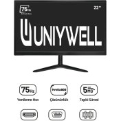 Resim Uniywell Teknoloji Caddesi Unıywell 22 Inç 75 HZ 5 MS LED (Vga+Hdmi) 1920 x 1080 LCD Monitör 