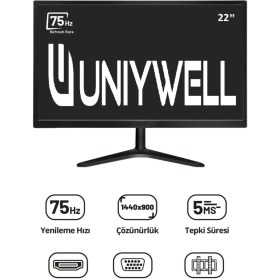 Resim Uniywell Teknoloji Caddesi Unıywell 22 Inç 75 HZ 5 MS LED (Vga+Hdmi) 1920 x 1080 LCD Monitör 