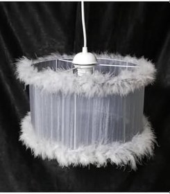 Resim TEKAY AYDINLATMA Beyaz kırmızı pembe siyah Kız Erkek Çocuk Odası Tüylü Avize Yatak Odası Avizesi Çap 30 Cm GRİ 30 x 60 