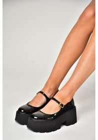 Resim Fox Shoes U272906708 Siyah Rugan Dolgu Tabanlı Kadın Ayakkabı Siyah-rugan 